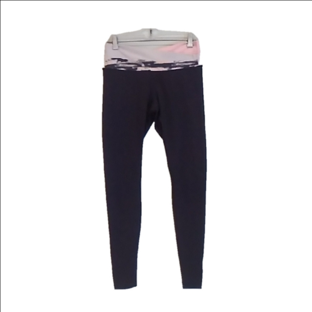 Lululemon Full Length Leggings black w multi coloured Waistband VGUC